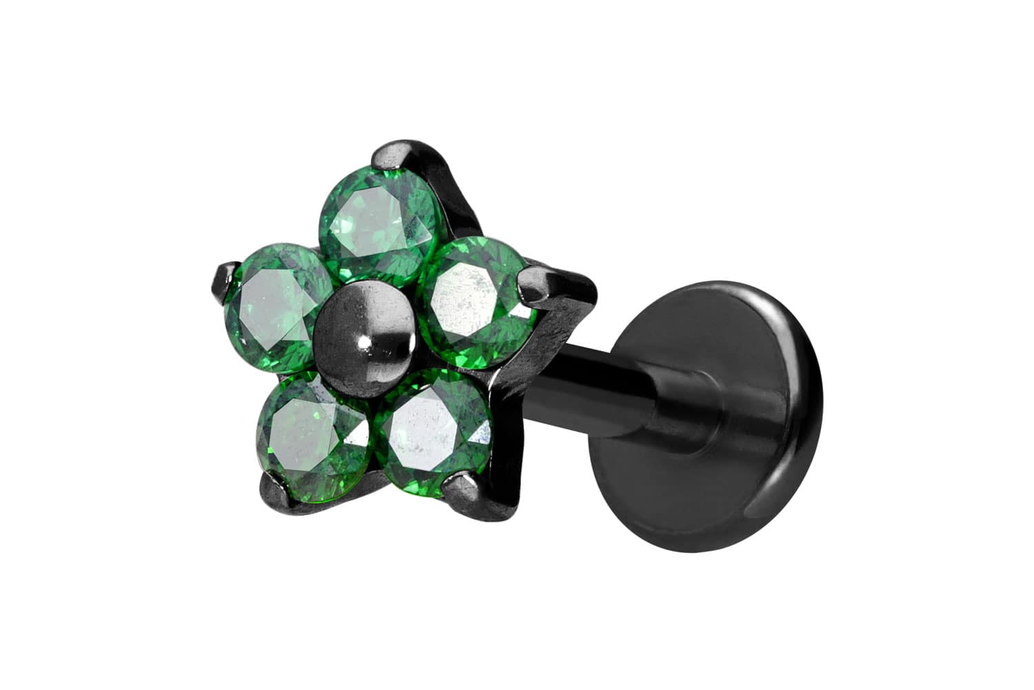 Titan Labret Piercing mit Innengewinde KRISTALLBLUME